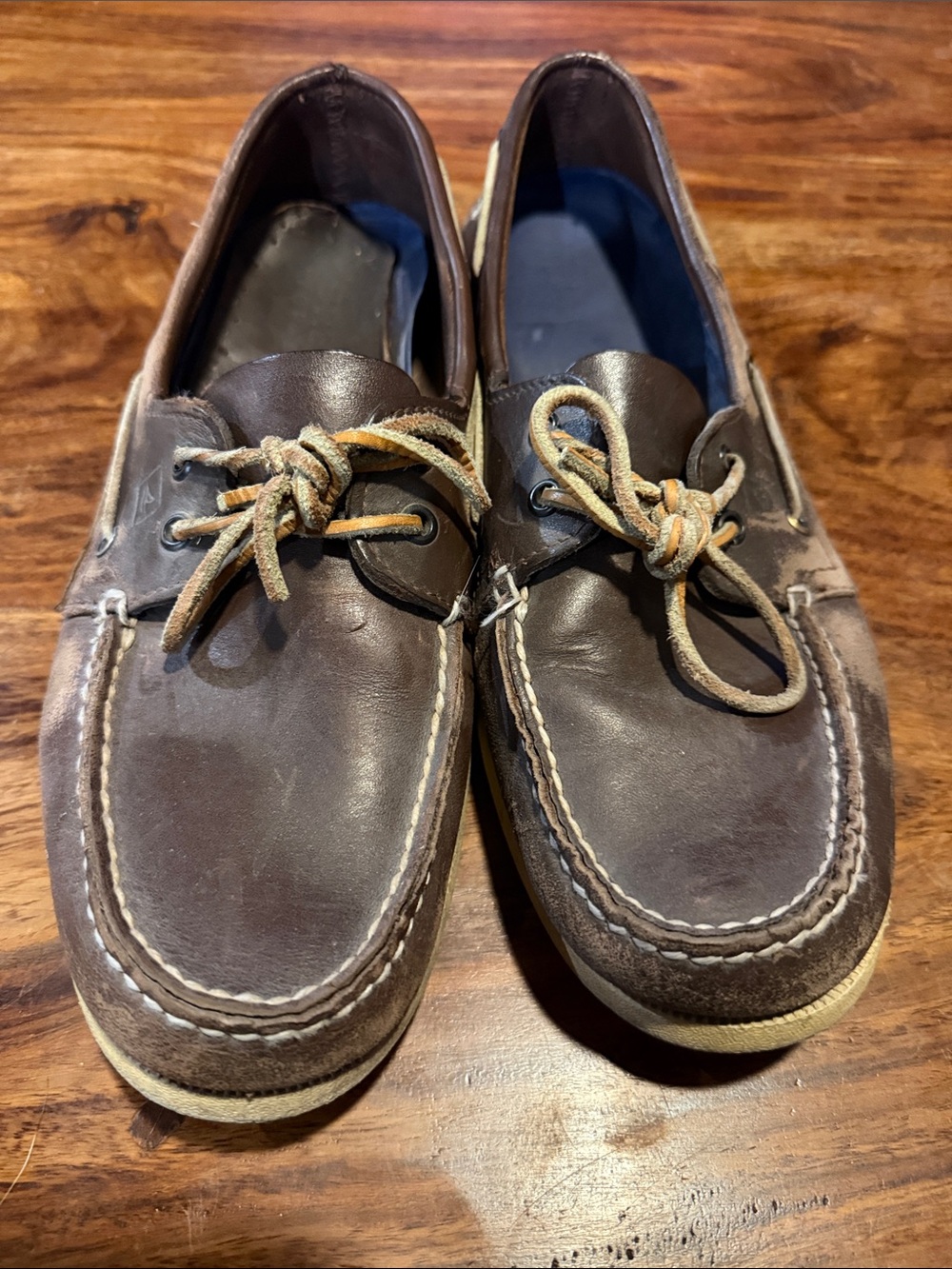 Sperry Dark Brown Leather Boat Shoes with Tan Laces